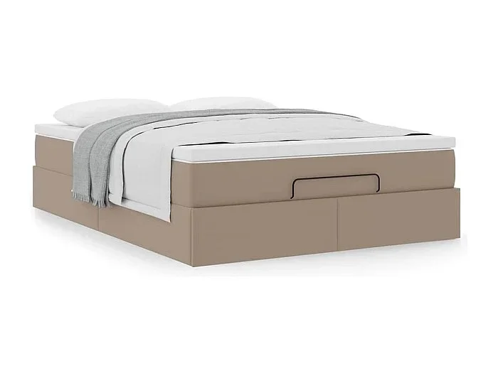 Estructura cama otomana colchón cappucino cuero sintético