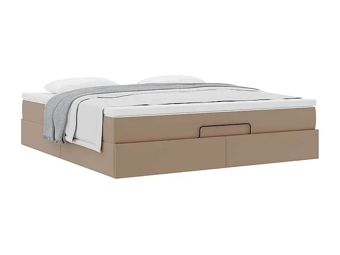 Estructura cama otomana colchón cappucino cuero sintético
