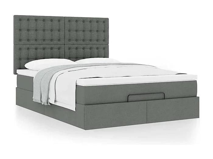 Estructura cama otomana colchón tela gris oscuro 140x200cm