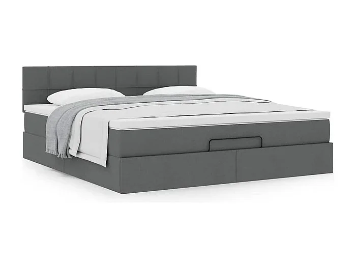 Estructura cama otomana colchón tela gris oscuro 160×200 cm