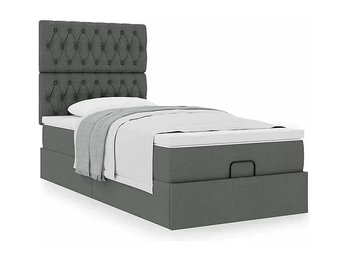 Estructura cama otomana colchón tela gris oscuro 80x200cm