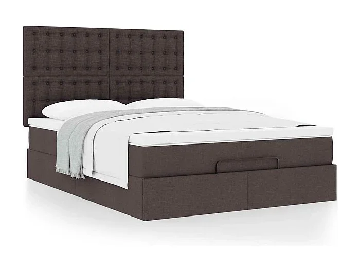 Estructura cama otomana colchón tela marrón oscuro 140x200cm
