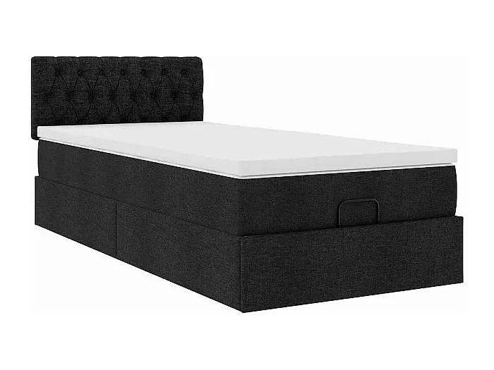Estructura cama otomana colchón tela negra 90×190 cm