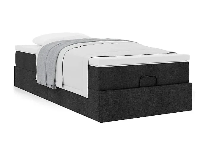 Estructura cama otomana colchón tela negra 90×190 cm