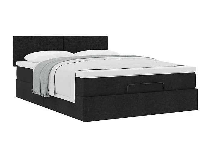Estructura cama otomana colchón tela negro 140x200cm