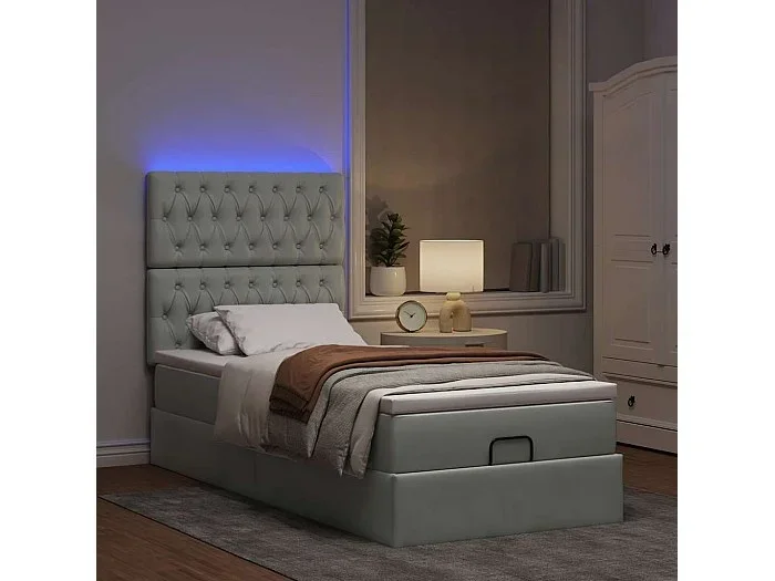 Estructura cama otomana colchones gris claro 80x200cm