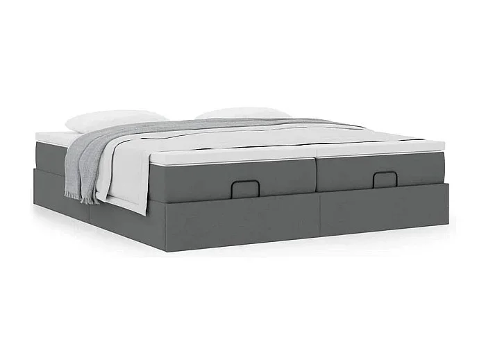 Estructura cama otomana colchones tela gris oscuro 180x200cm