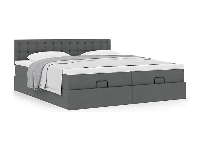 Estructura cama otomana colchones tela gris oscuro 180x200cm