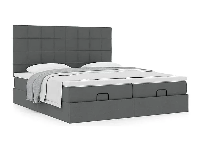 Estructura cama otomana colchones tela gris oscuro 180x200cm