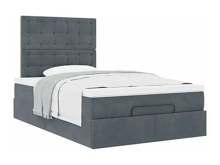 Estructura cama otomana colchones terciopelo gris oscuro