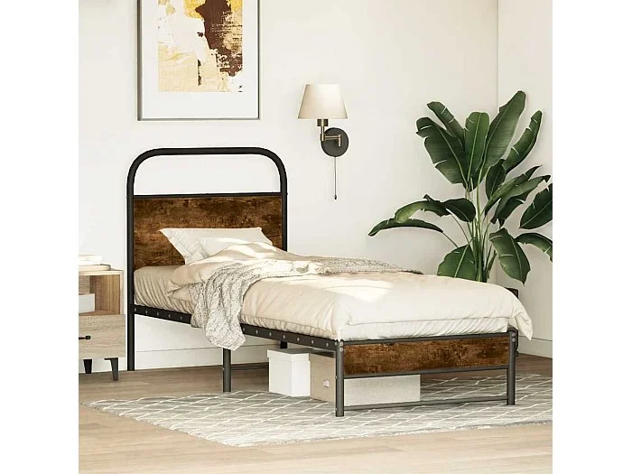 Estructura cama sin colchón 80×200 cm madera roble ahumado