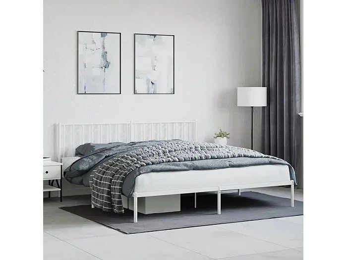 Estructura cama sin colchón con cabecero metal blanco 193x203cm