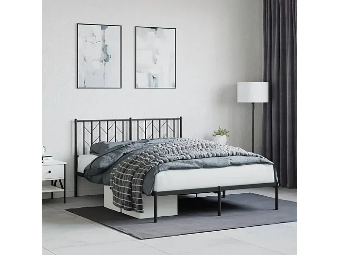 Estructura cama sin colchón con cabecero metal negro 140×200 cm