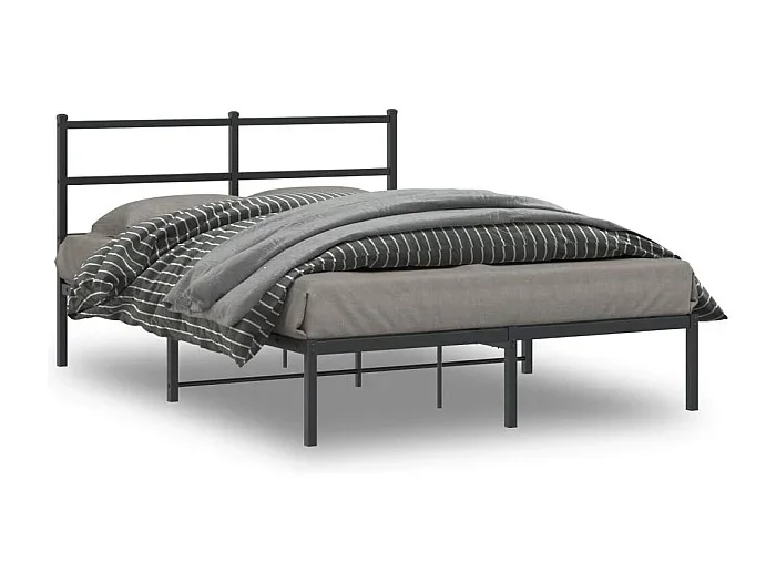 Estructura cama sin colchón con cabecero metal negro 140×200 cm