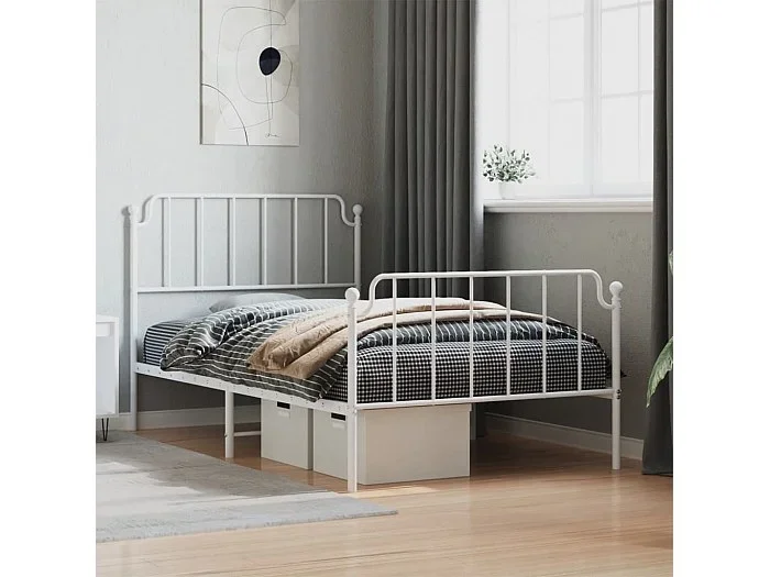 Estructura cama sin colchón con estribo metal blanco 107×203 cm