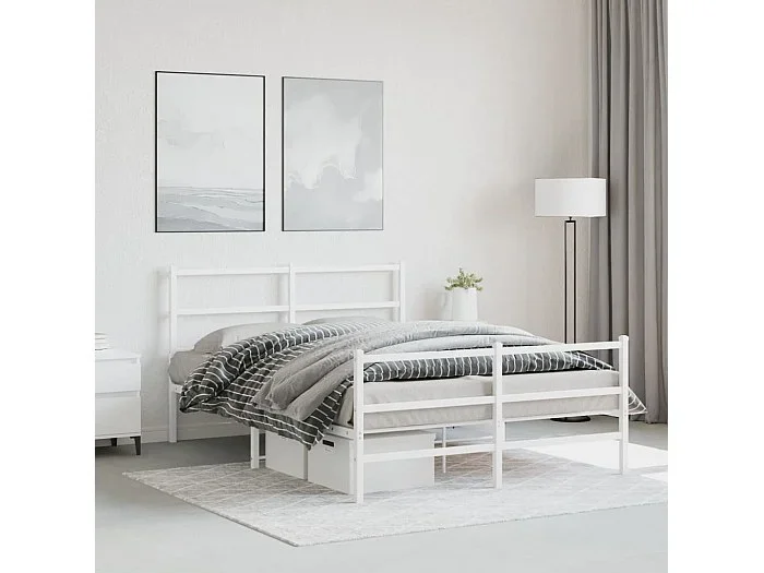 Estructura cama sin colchón con estribo metal blanco 135×190 cm
