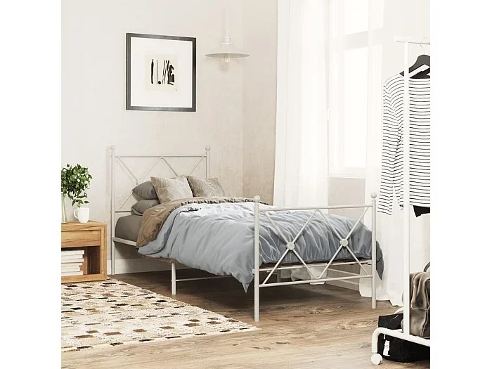 Estructura cama sin colchón con estribo metal blanco 75×190 cm