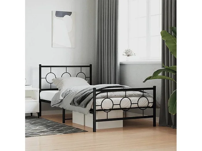 Estructura cama sin colchón con estribo metal negro 100×190 cm