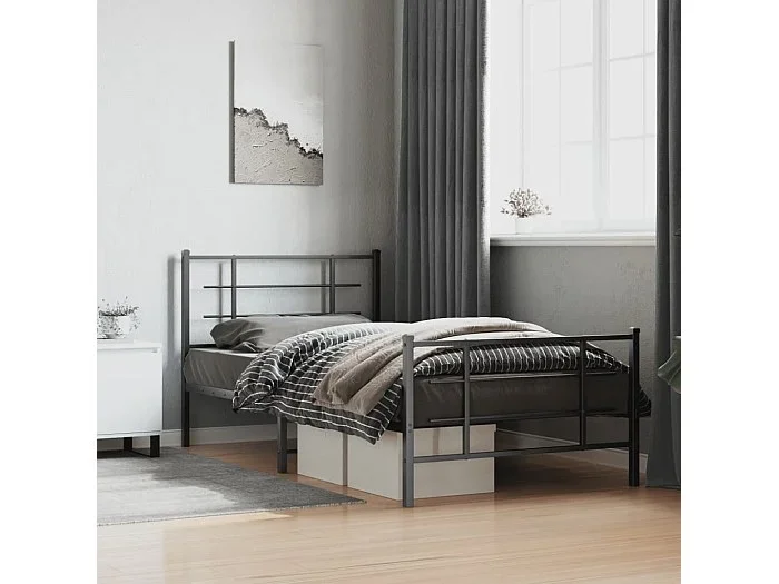 Estructura cama sin colchón con estribo metal negro 107×203 cm