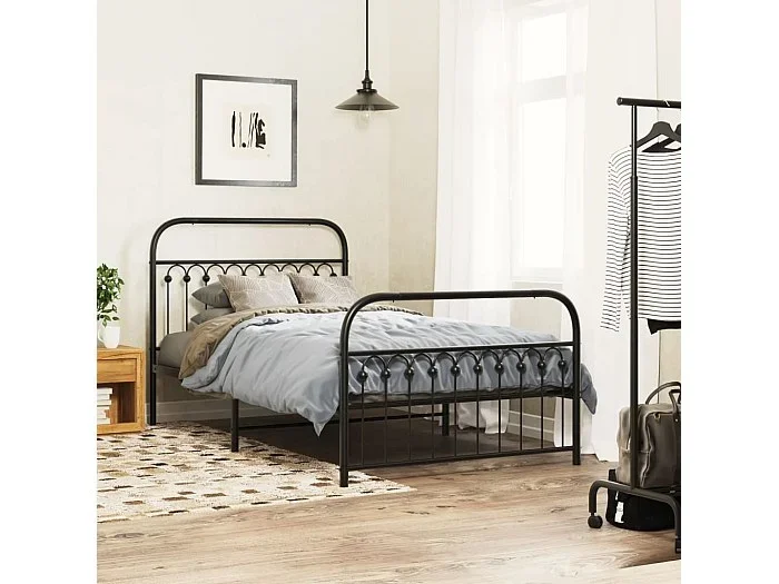 Estructura cama sin colchón con estribo metal negro 107×203 cm