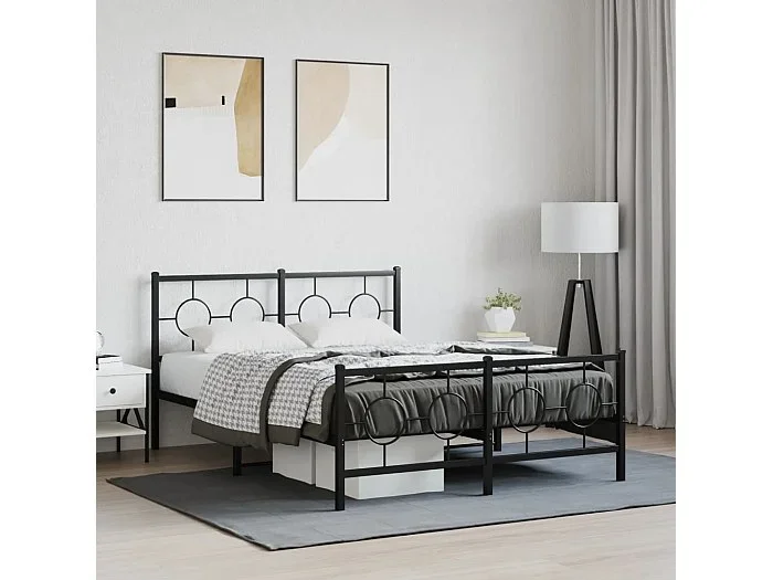 Estructura cama sin colchón con estribo metal negro 135×190 cm
