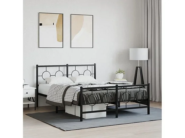 Estructura cama sin colchón con estribo metal negro 140×200 cm