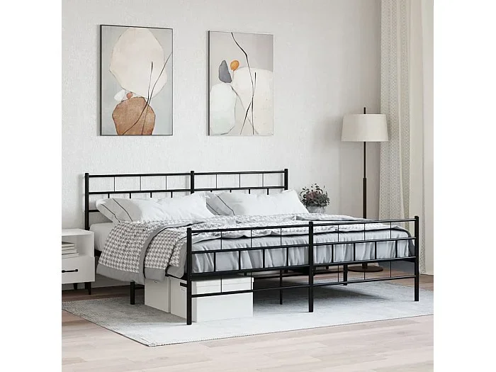 Estructura cama sin colchón con estribo metal negro 180×200 cm