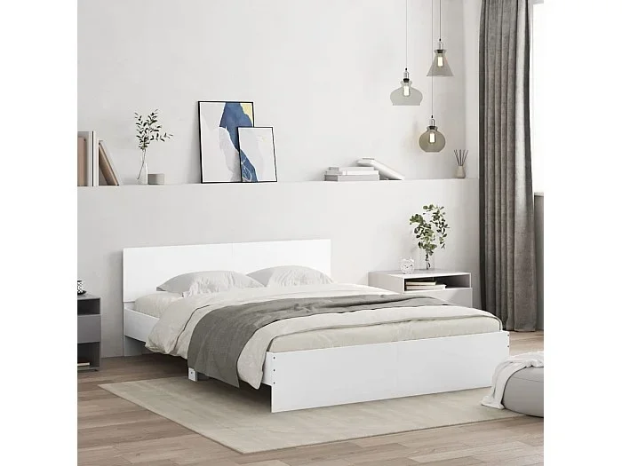 Estructura de cama con cabecero blanca 140×200 cm