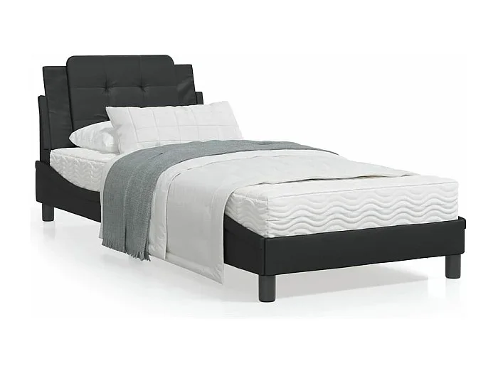 Estructura de cama con cabecero cuero sintético negro 100x200cm