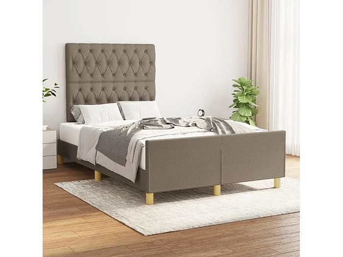 Estructura de cama con cabecero de tela gris taupe 120×200 cm