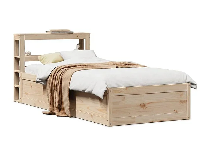 Estructura de cama con cabecero madera maciza de pino 90×200 cm