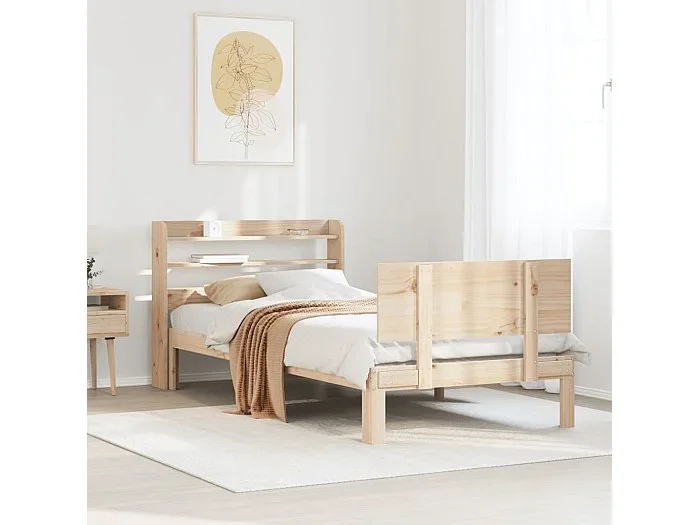 Estructura de cama con cabecero madera maciza de pino 90×200 cm