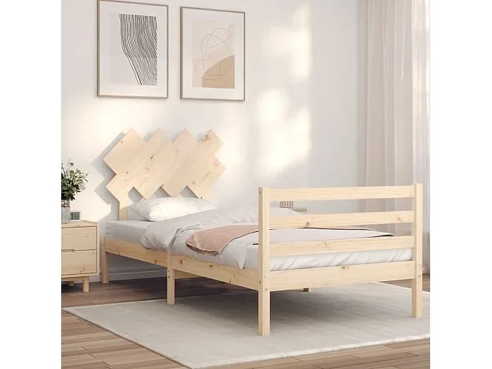 Estructura de cama con cabecero madera maciza
