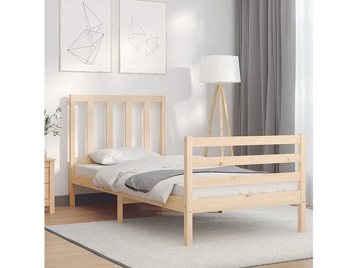 Estructura de cama con cabecero madera maciza