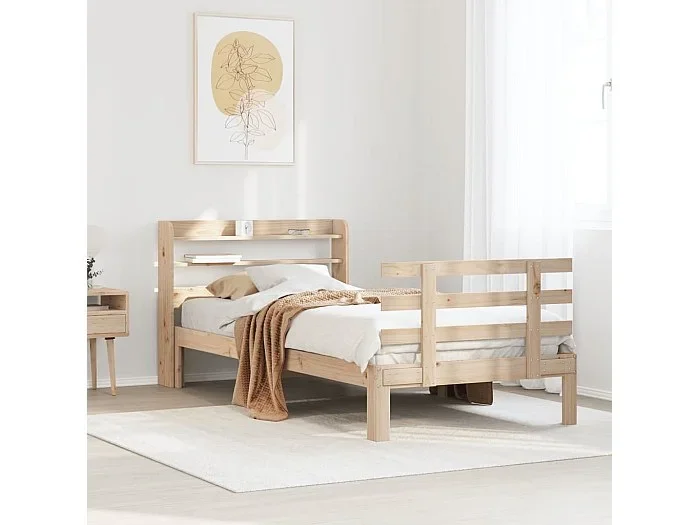 Estructura de cama con cabecero madera maciza pino 100×200 cm