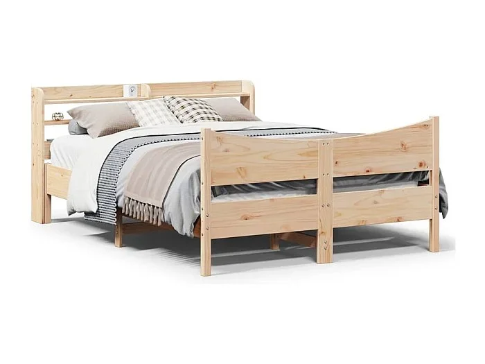 Estructura de cama con cabecero madera maciza pino 120×200 cm