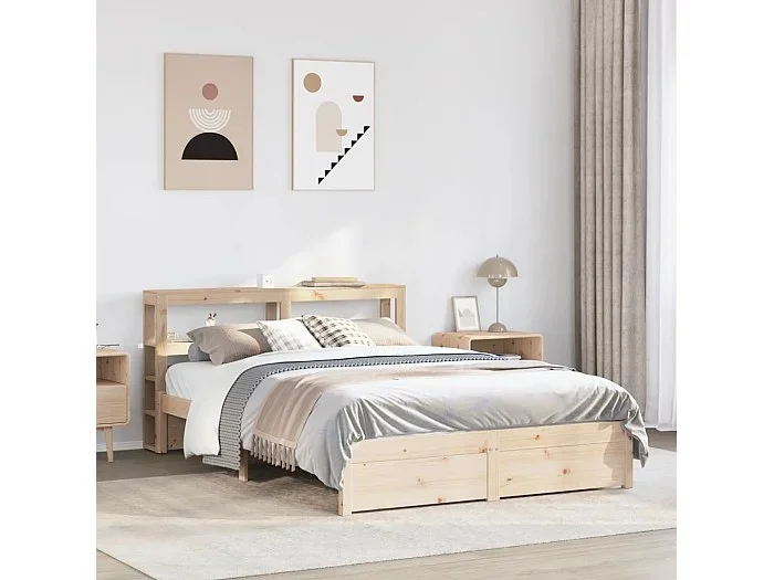 Estructura de cama con cabecero madera maciza pino 120×200 cm