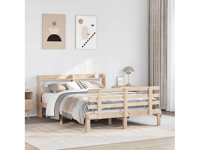 Estructura de cama con cabecero madera maciza pino 140×200 cm
