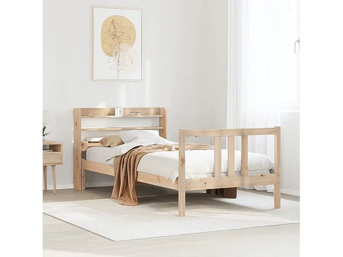 Estructura de cama con cabecero madera maciza pino 75×190 cm