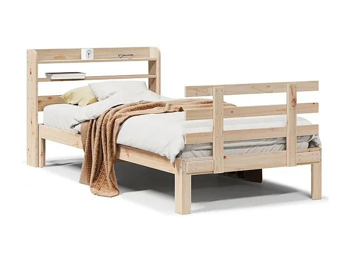 Estructura de cama con cabecero madera maciza pino 75×190 cm