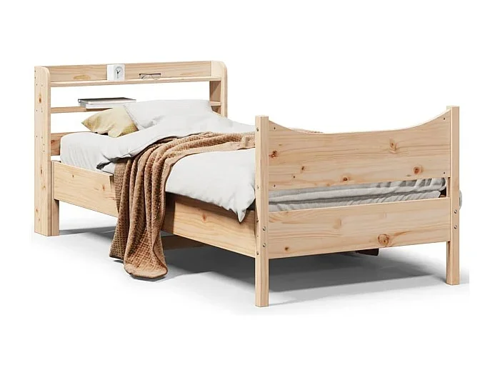 Estructura de cama con cabecero madera maciza pino 90×190 cm