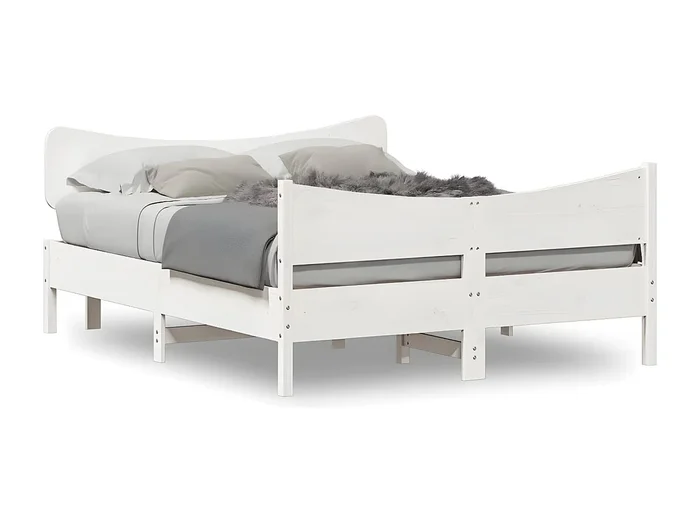 Estructura de cama con cabecero madera pino blanco 140×190 cm