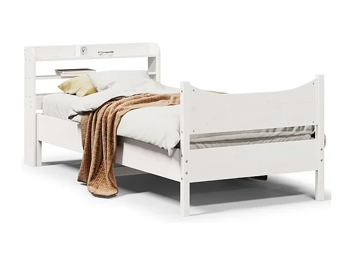 Estructura de cama con cabecero madera pino blanco 75×190 cm