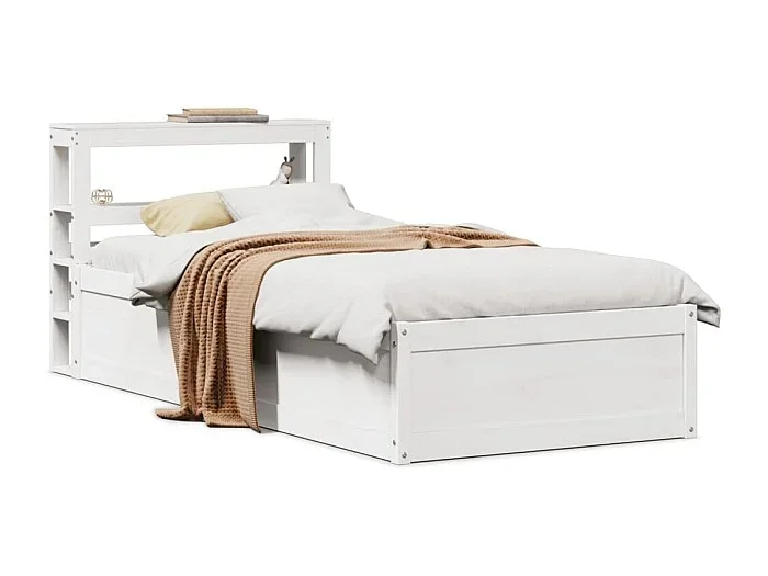 Estructura de cama con cabecero madera pino blanco 90×190 cm