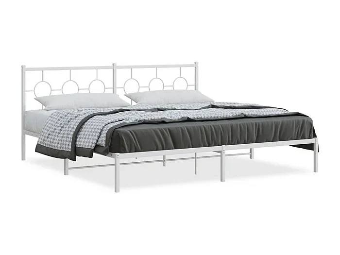 Estructura de cama con cabecero metal blanca 200×200 cm