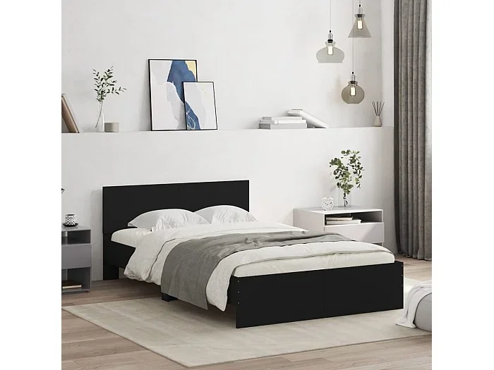 Estructura de cama con cabecero negro 120×200 cm