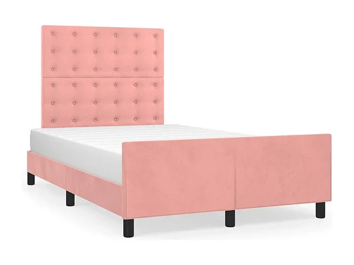 Estructura de cama con cabecero terciopelo rosa 120×190 cm