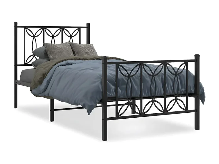 Estructura de cama con cabecero y estribo metal negro 75×190 cm