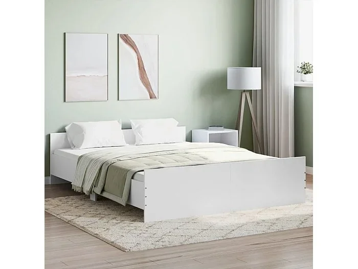 Estructura de cama con cabecero y piecero blanco 160×200 cm