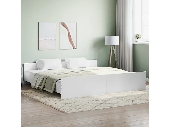 Estructura de cama con cabecero y piecero blanco 180×200 cm